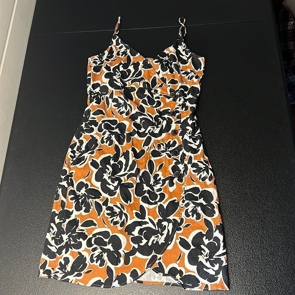LEITH Brown and Black Floral Sun Dress SZ XS